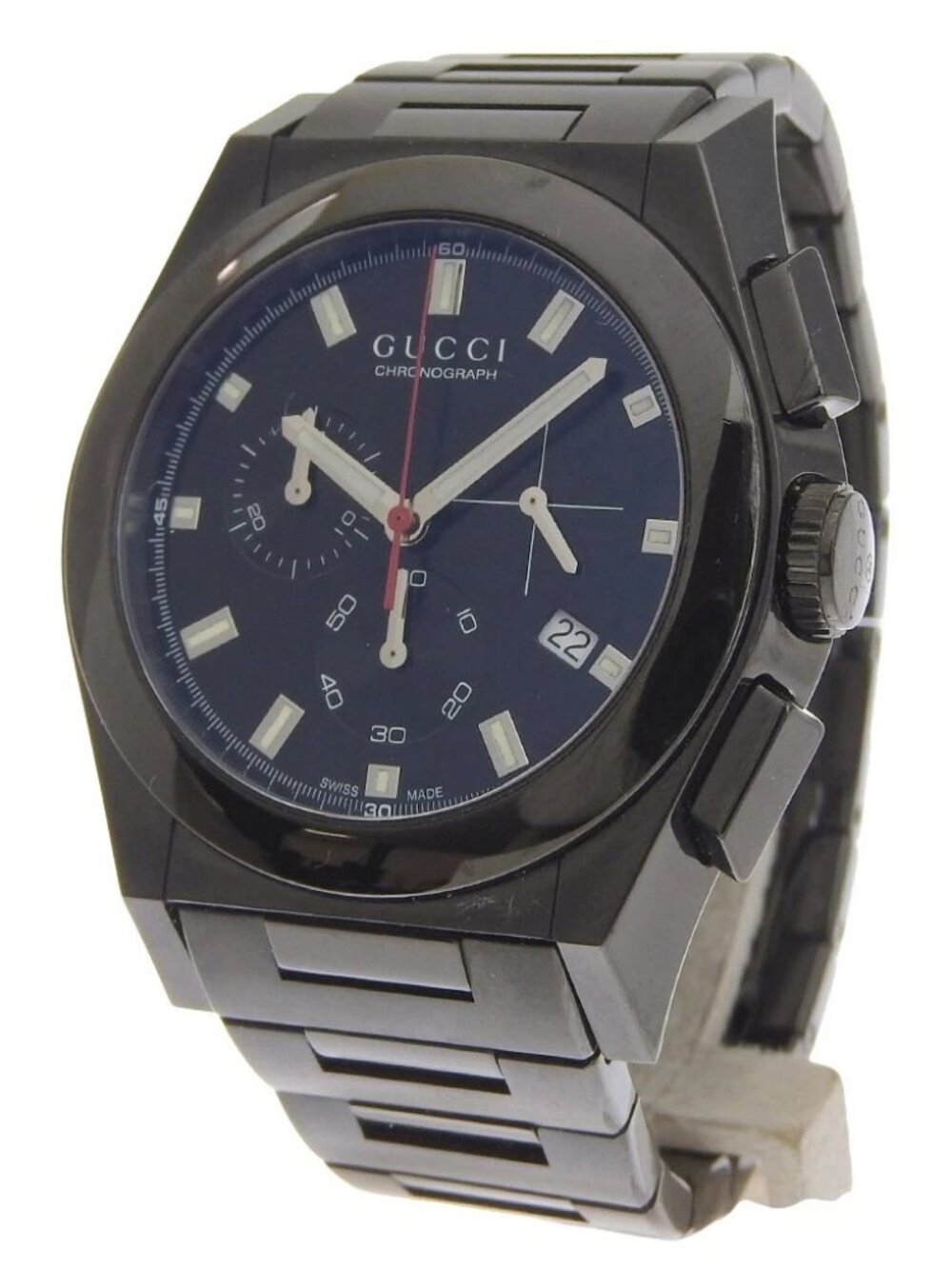 GUCCI Pantheon Watches 115.2 black blackDial Stainless Steel Quartz Chrono...